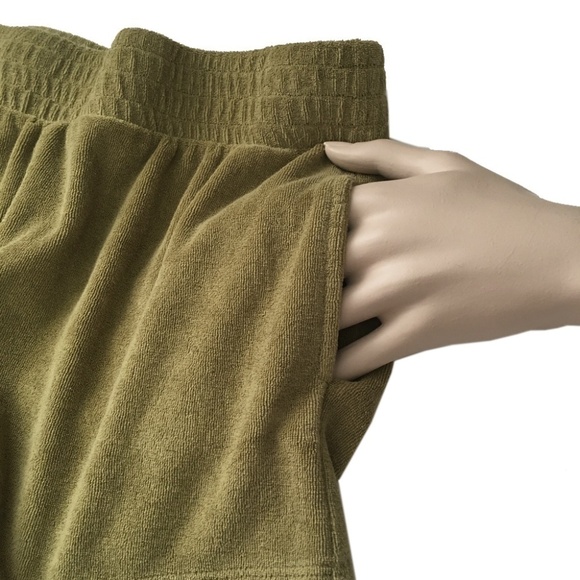 Nordstrom Treasure & Bond Stretch Terry Cloth Hi Rise Shorts pockets Khaki NWOT - Picture 8 of 11